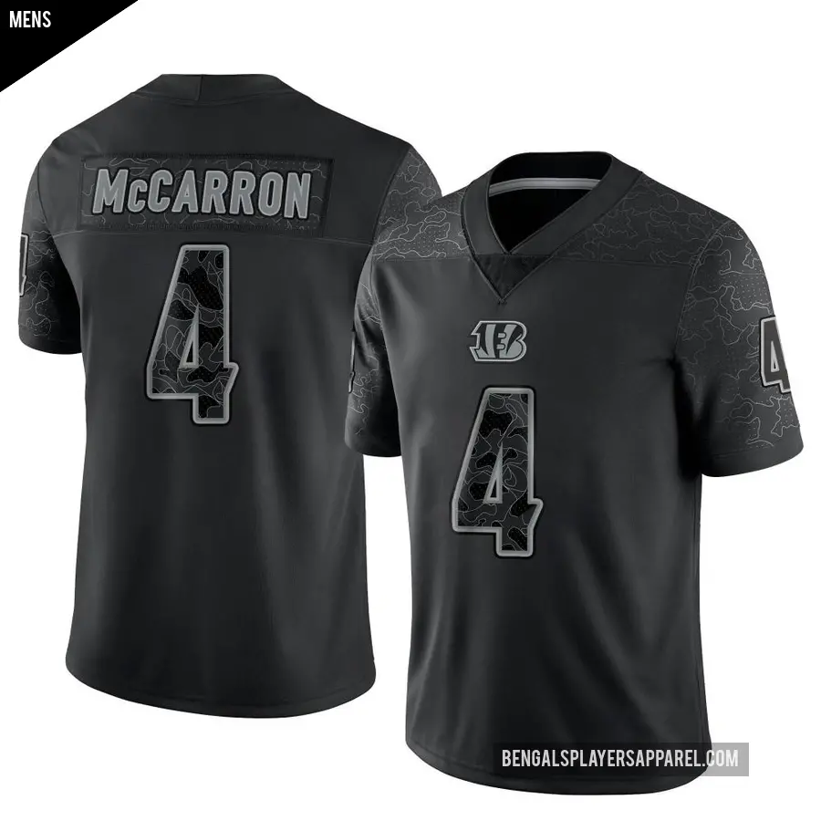 Men's Cincinnati Bengals ＃4 AJ McCarron Black Limited Reflective Jersey