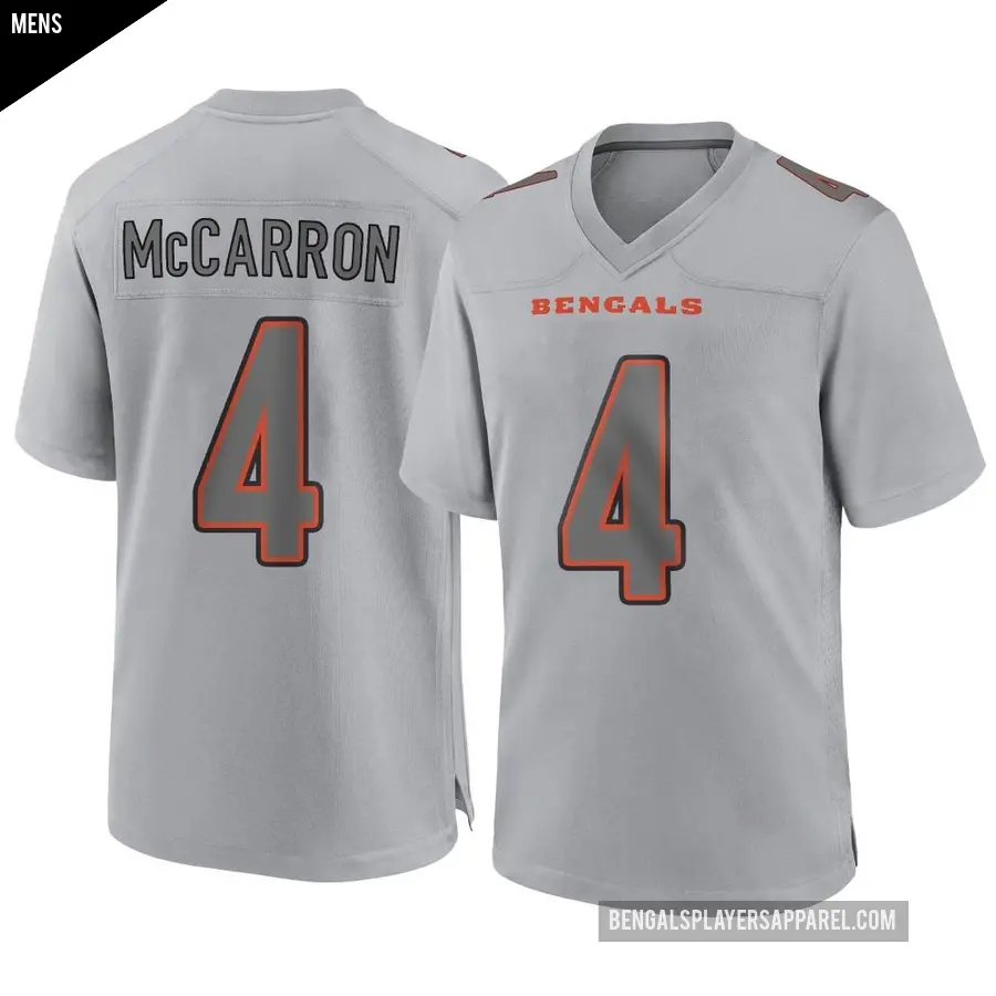 Men's Cincinnati Bengals ＃4 AJ McCarron Gray Game Atmosphere Fashion Jersey