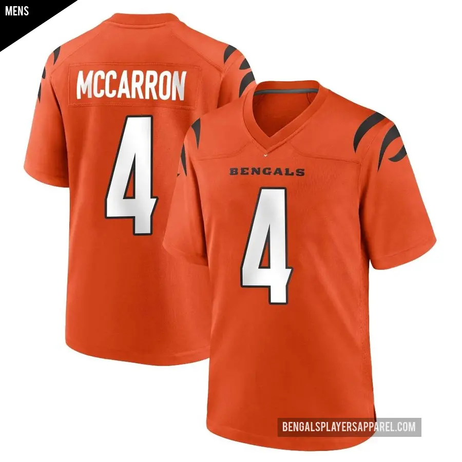 Men's Cincinnati Bengals ＃4 AJ McCarron Orange Game Jersey