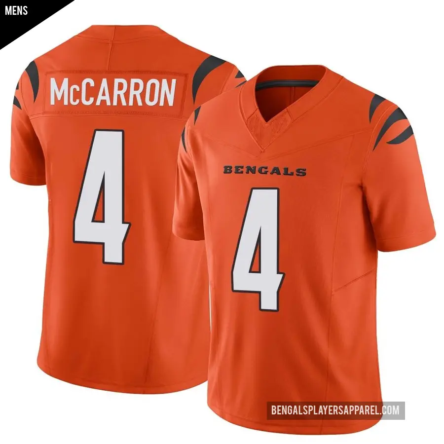 Men's Cincinnati Bengals ＃4 AJ McCarron Orange Limited Vapor F.U.S.E. Jersey