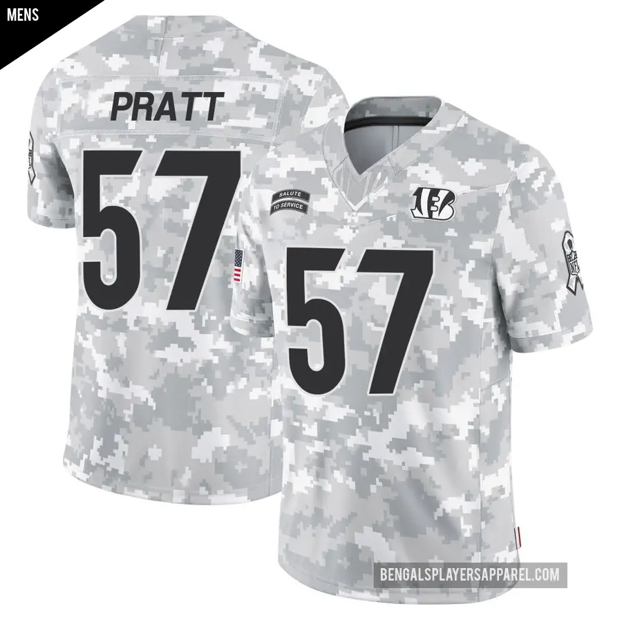 Men's Cincinnati Bengals ＃57 Germaine Pratt Arctic Camo Limited 2024 Salute to Service Jersey