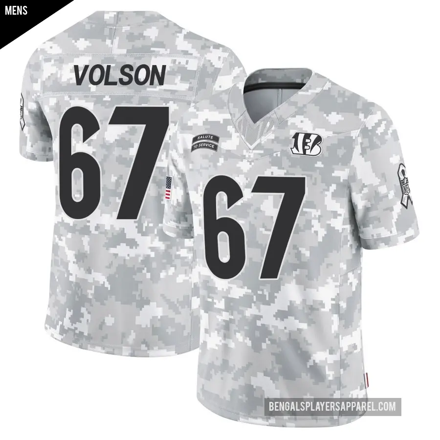 Men's Cincinnati Bengals ＃67 Cordell Volson Arctic Camo Limited 2024 Salute to Service Jersey