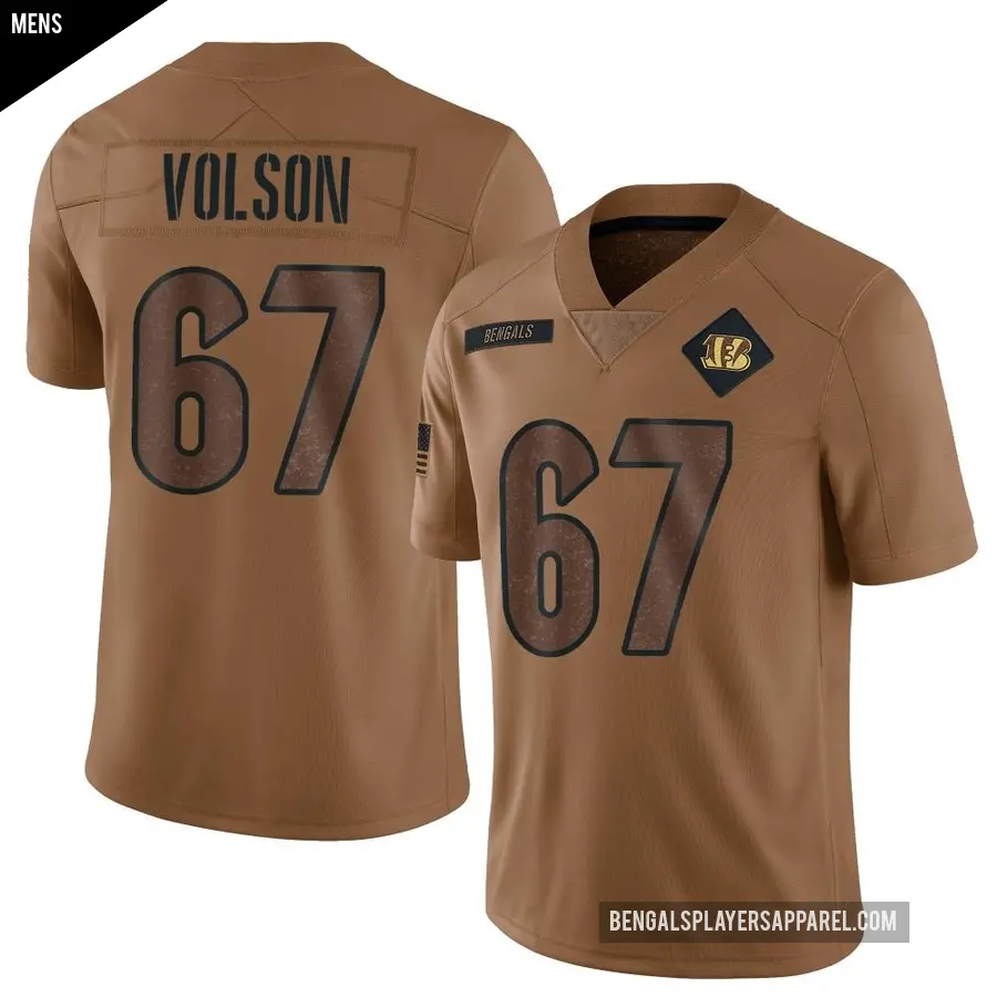 Men's Cincinnati Bengals ＃67 Cordell Volson Brown Limited 2023 Salute To Service Jersey