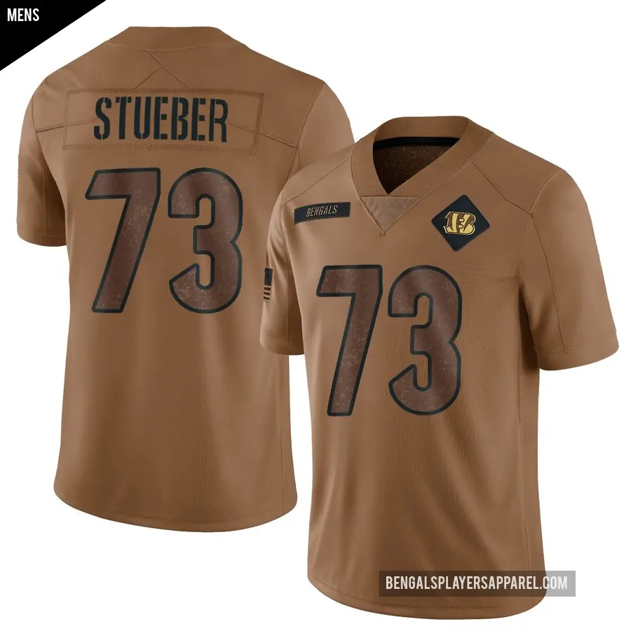 Men's Cincinnati Bengals ＃73 Andrew Stueber Brown Limited 2023 Salute To Service Jersey
