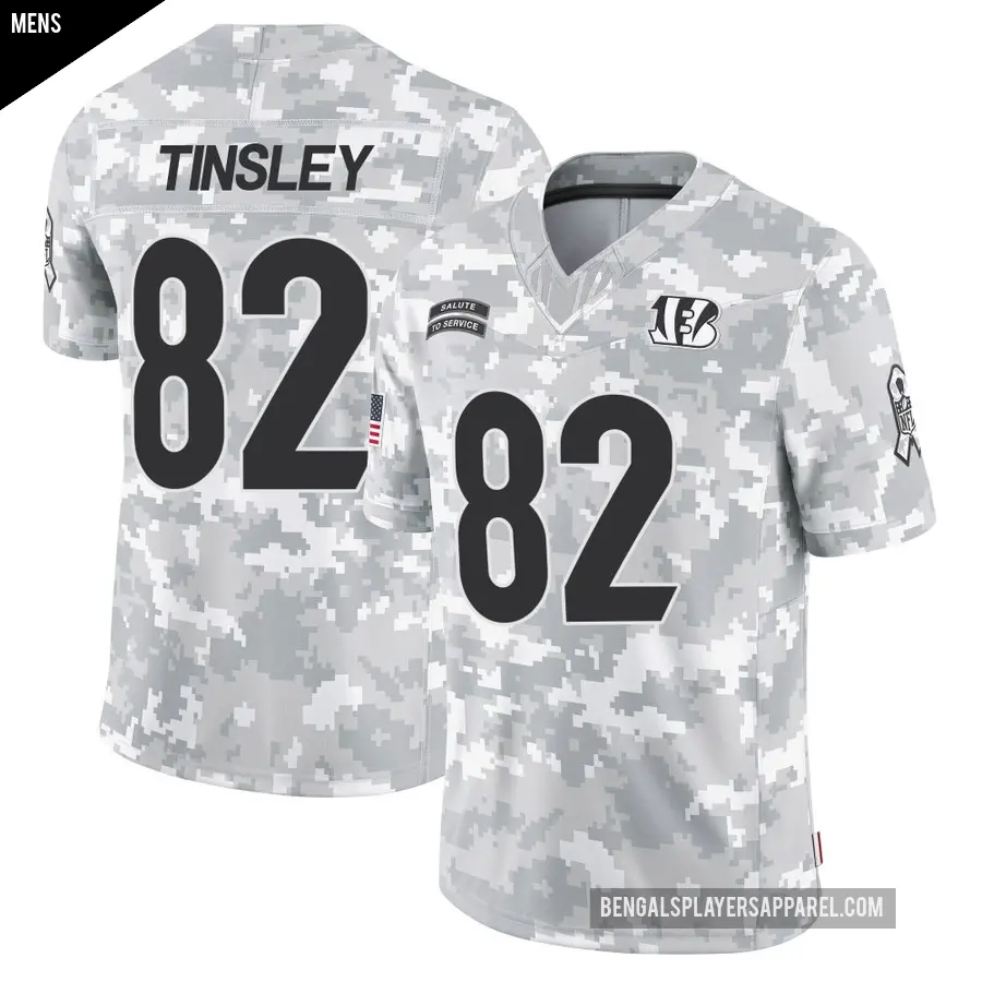 Men's Cincinnati Bengals ＃82 Mitchell Tinsley Arctic Camo Limited 2024 Salute to Service Jersey