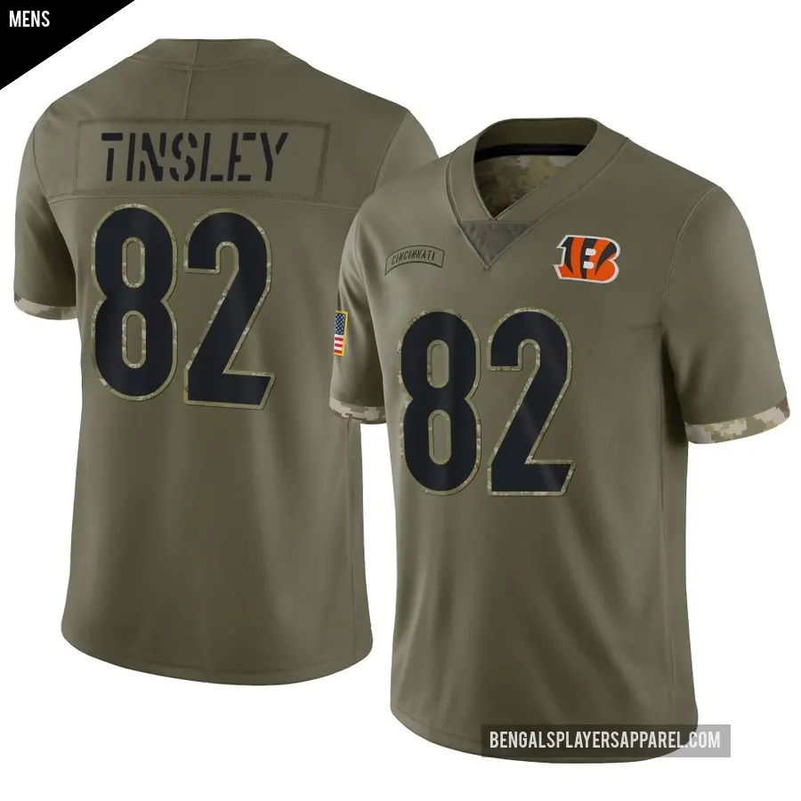 Men's Cincinnati Bengals ＃82 Mitchell Tinsley Olive Limited 2022 Salute To Service Jersey