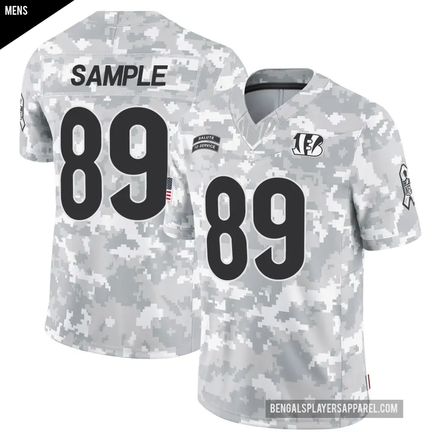 Men's Cincinnati Bengals ＃89 Drew Sample Arctic Camo Limited 2024 Salute to Service Jersey