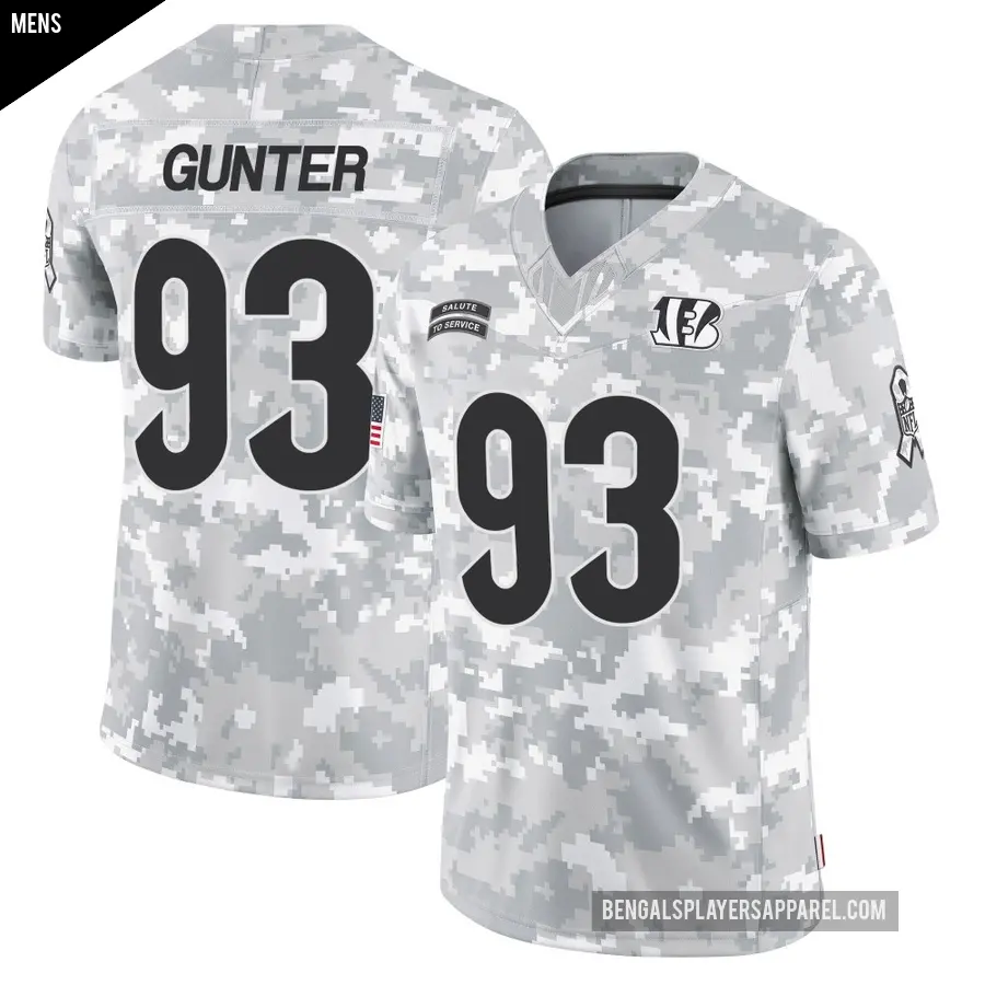 Men's Cincinnati Bengals ＃93 Jeff Gunter Arctic Camo Limited 2024 Salute to Service Jersey