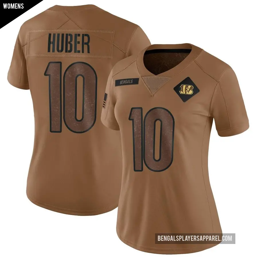 Women's Cincinnati Bengals ＃10 Kevin Huber Brown Limited 2023 Salute To Service Jersey