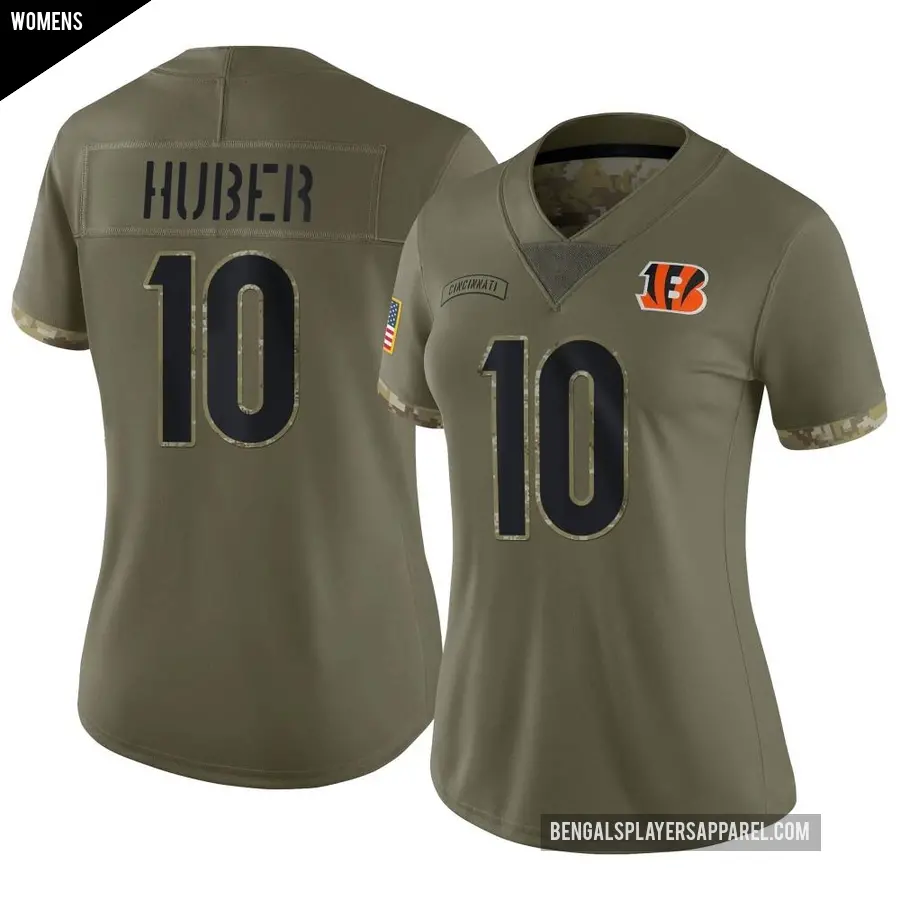 Women's Cincinnati Bengals ＃10 Kevin Huber Olive Limited 2022 Salute To Service Jersey
