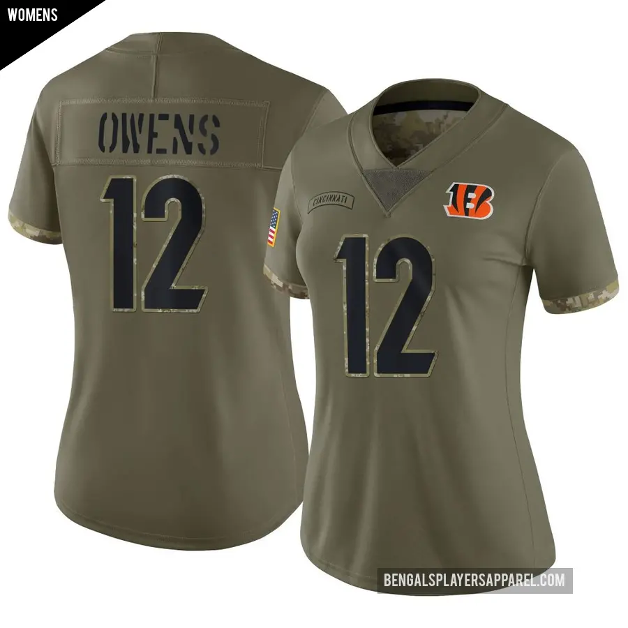 Women's Cincinnati Bengals ＃12 Rashod Owens Olive Limited 2022 Salute To Service Jersey