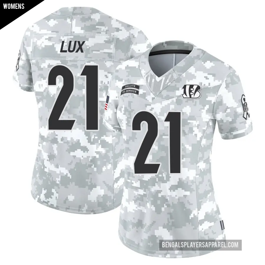 Women's Cincinnati Bengals ＃21 Bralyn Lux Arctic Camo Limited 2024 Salute to Service Jersey