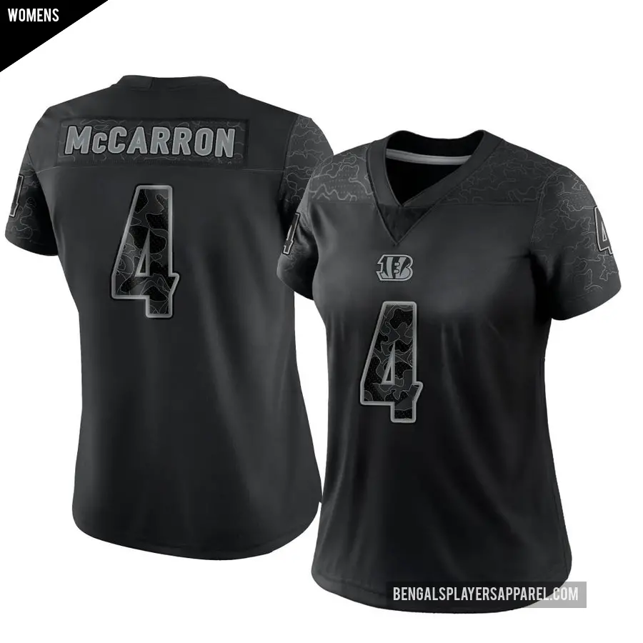 Women's Cincinnati Bengals ＃4 AJ McCarron Black Limited Reflective Jersey