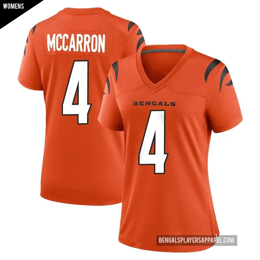 Women's Cincinnati Bengals ＃4 AJ McCarron Orange Game Jersey