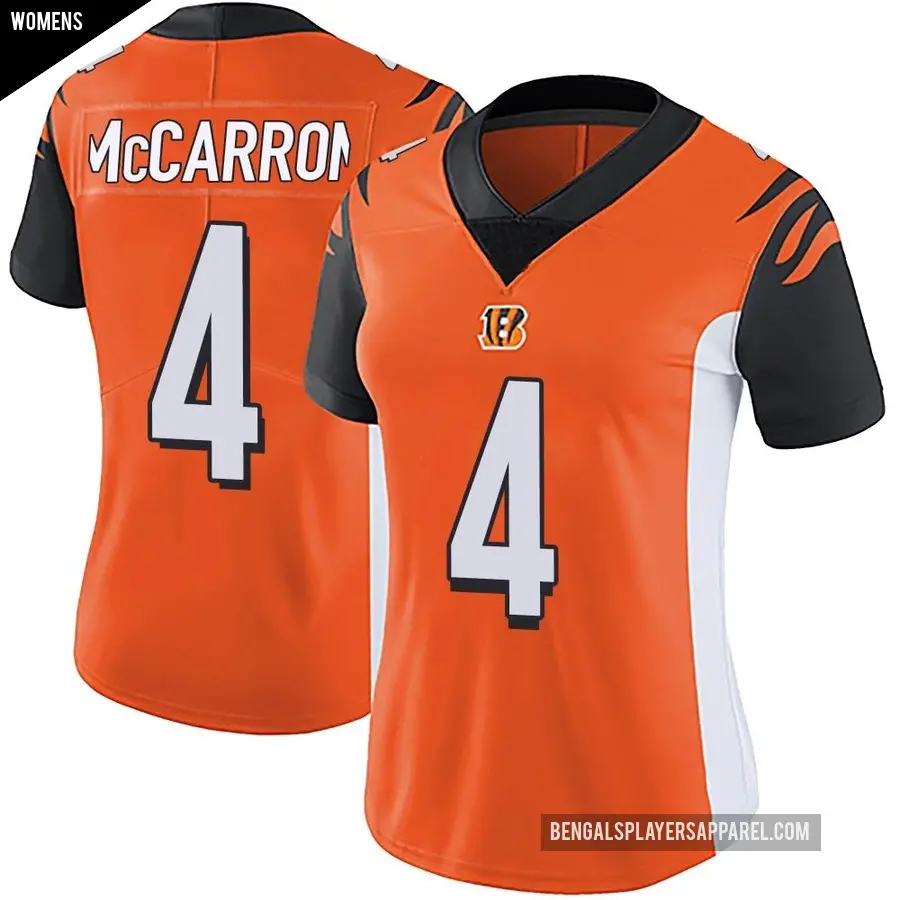 Women's Cincinnati Bengals ＃4 AJ McCarron Orange Limited Vapor Untouchable Jersey