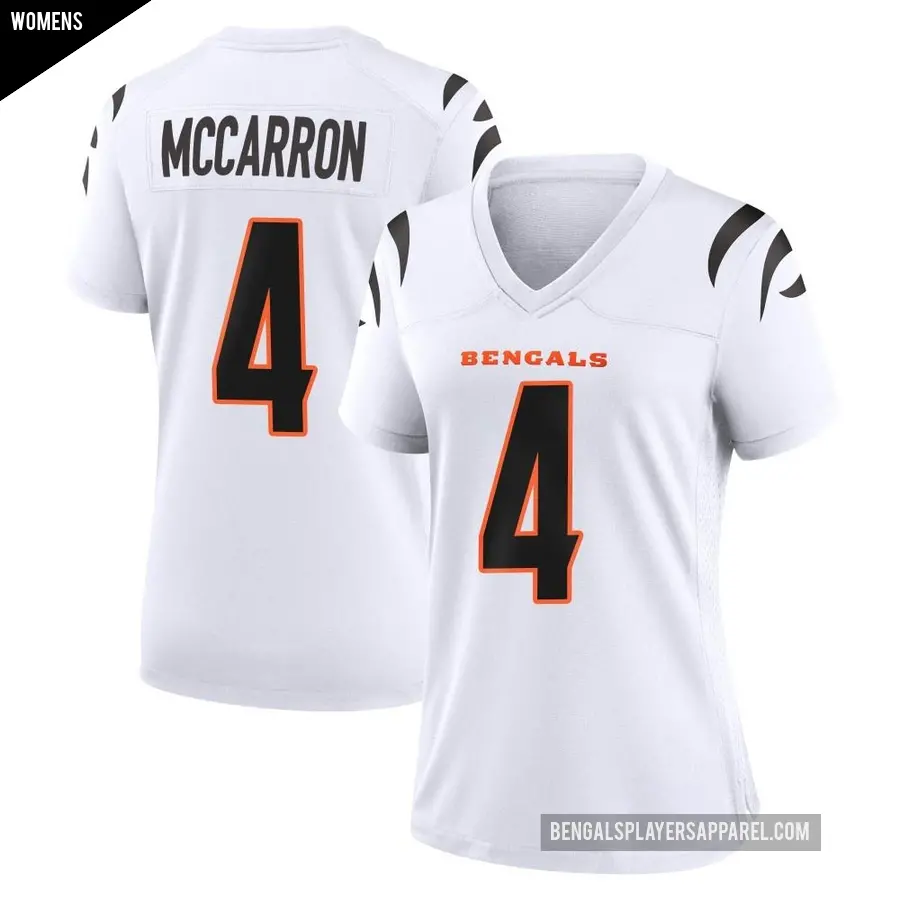 Women's Cincinnati Bengals ＃4 AJ McCarron White Game Jersey