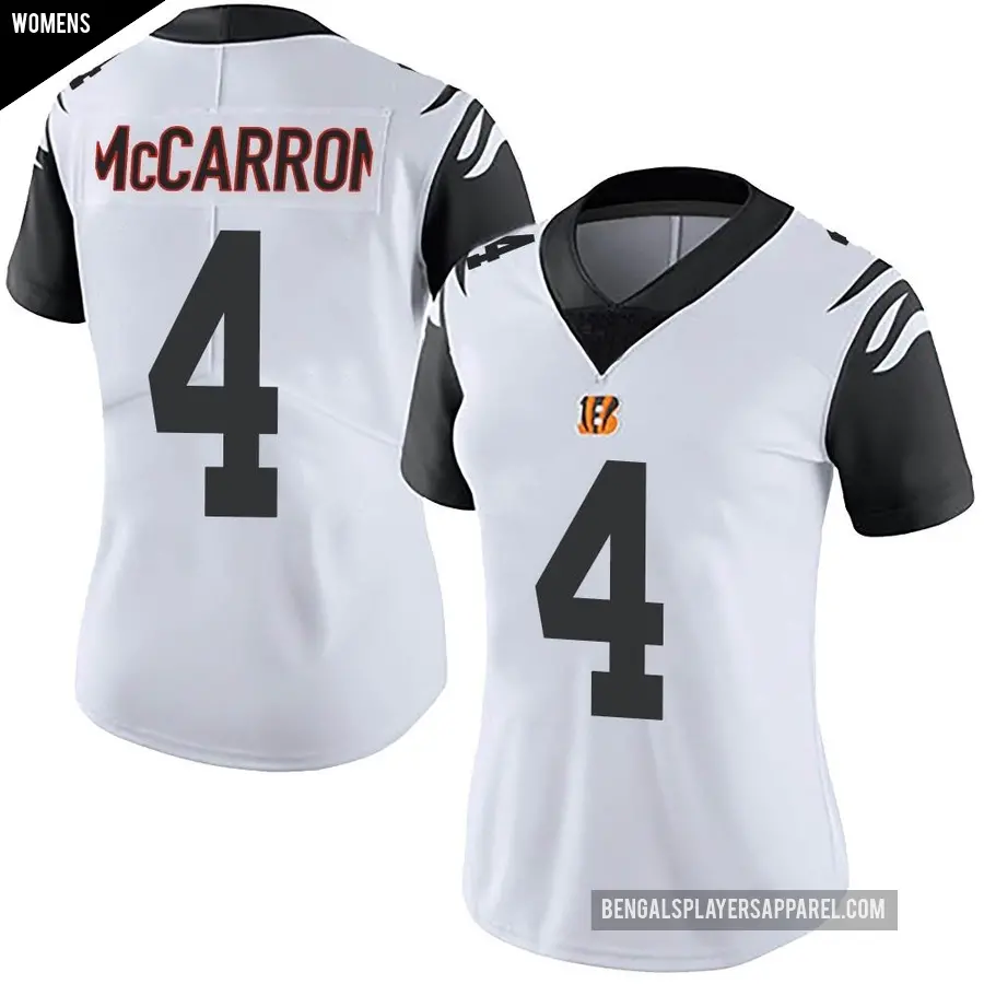 Women's Cincinnati Bengals ＃4 AJ McCarron White Limited Color Rush Vapor Untouchable Jersey