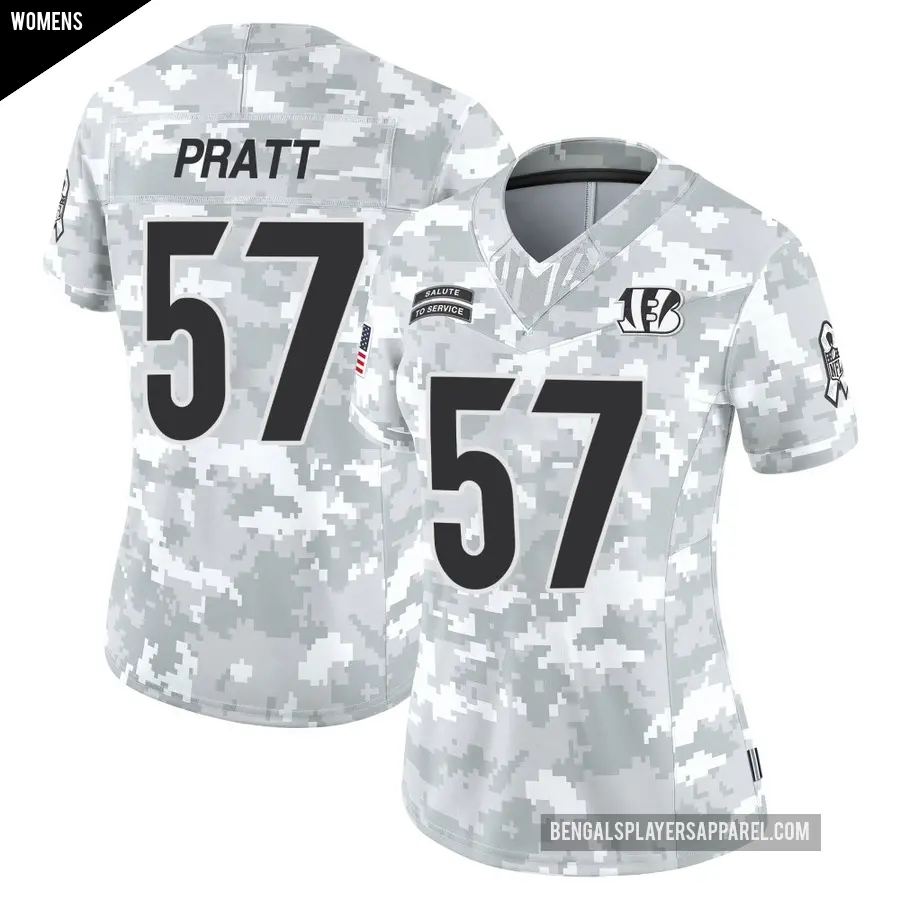 Women's Cincinnati Bengals ＃57 Germaine Pratt Arctic Camo Limited 2024 Salute to Service Jersey