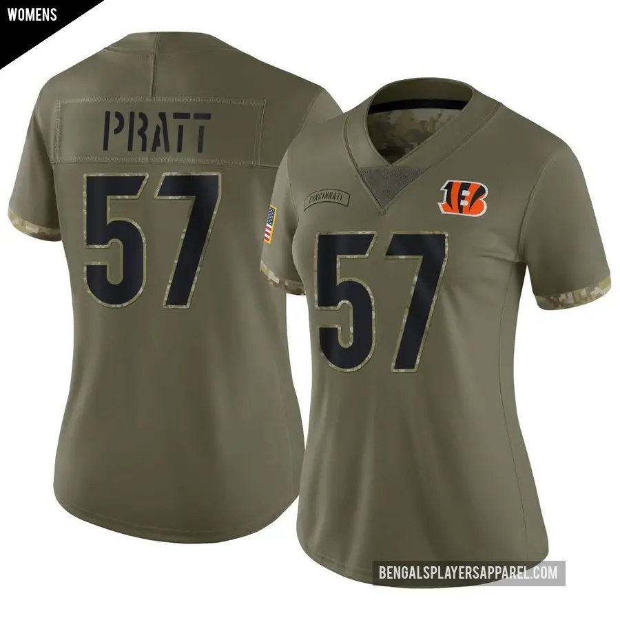 Women's Cincinnati Bengals ＃57 Germaine Pratt Olive Limited 2022 Salute To Service Jersey