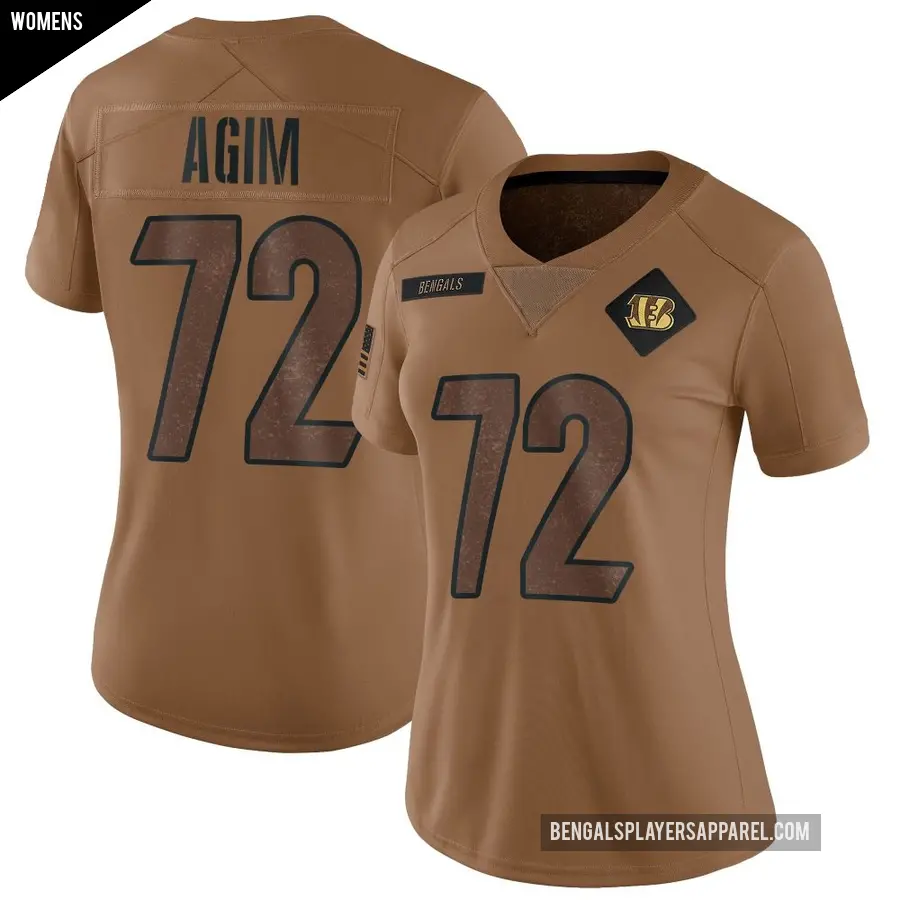 Women's Cincinnati Bengals ＃72 McTelvin Agim Brown Limited 2023 Salute To Service Jersey