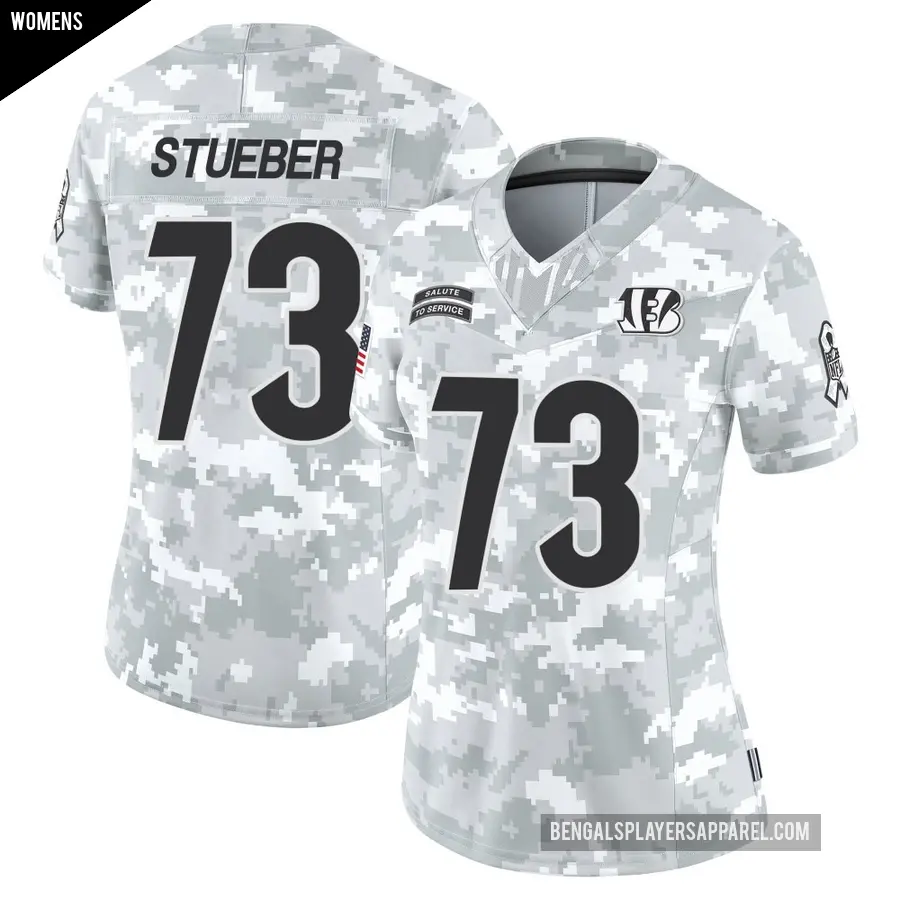 Women's Cincinnati Bengals ＃73 Andrew Stueber Arctic Camo Limited 2024 Salute to Service Jersey