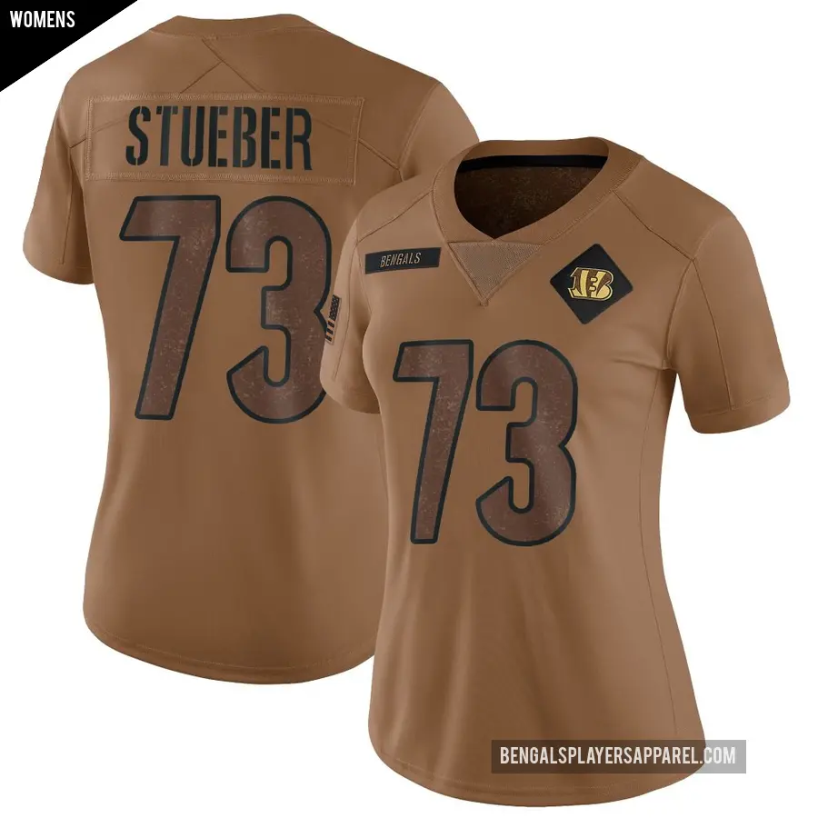 Women's Cincinnati Bengals ＃73 Andrew Stueber Brown Limited 2023 Salute To Service Jersey