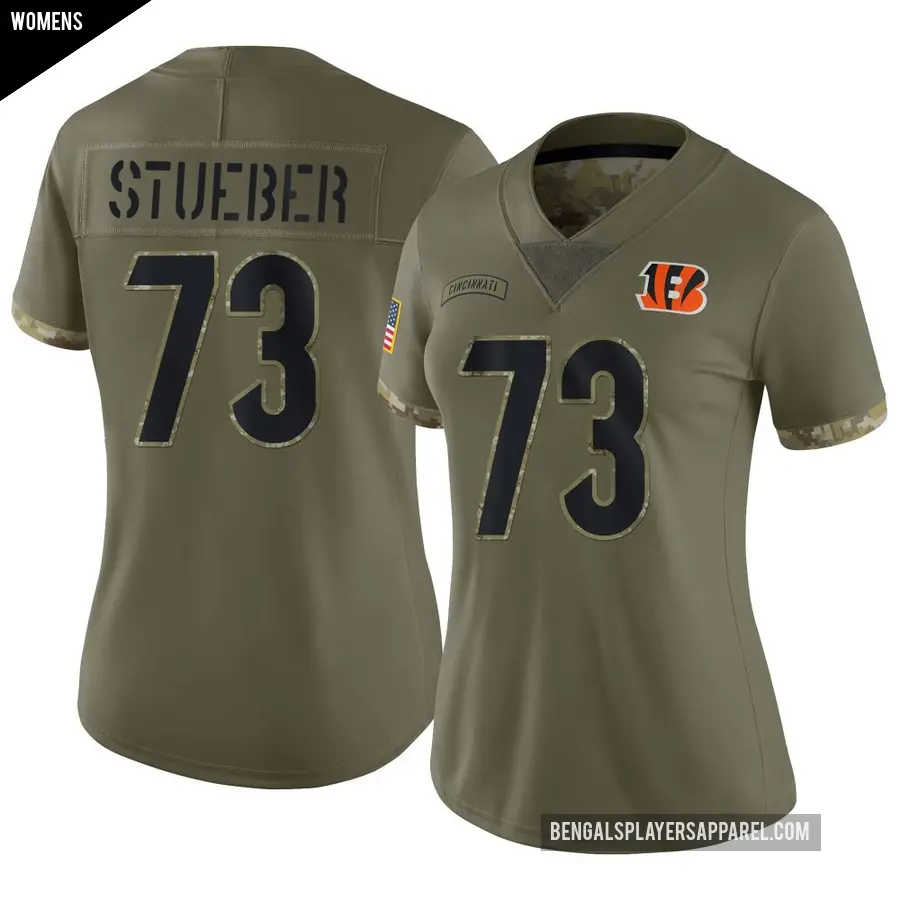 Women's Cincinnati Bengals ＃73 Andrew Stueber Olive Limited 2022 Salute To Service Jersey