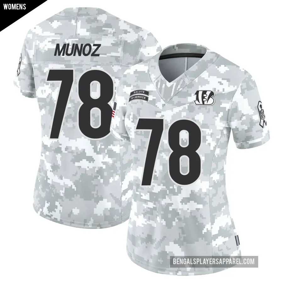 Women's Cincinnati Bengals ＃78 Anthony Munoz Arctic Camo Limited 2024 Salute to Service Jersey