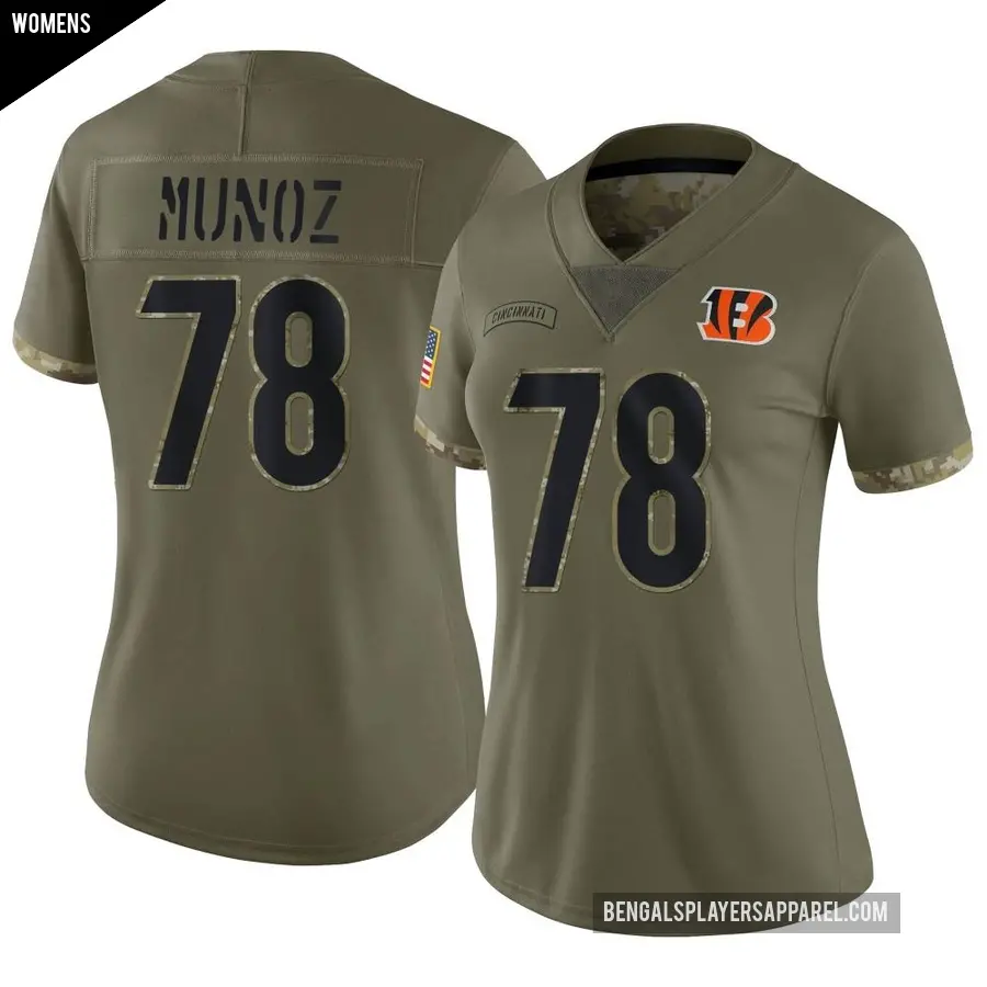 Women's Cincinnati Bengals ＃78 Anthony Munoz Olive Limited 2022 Salute To Service Jersey