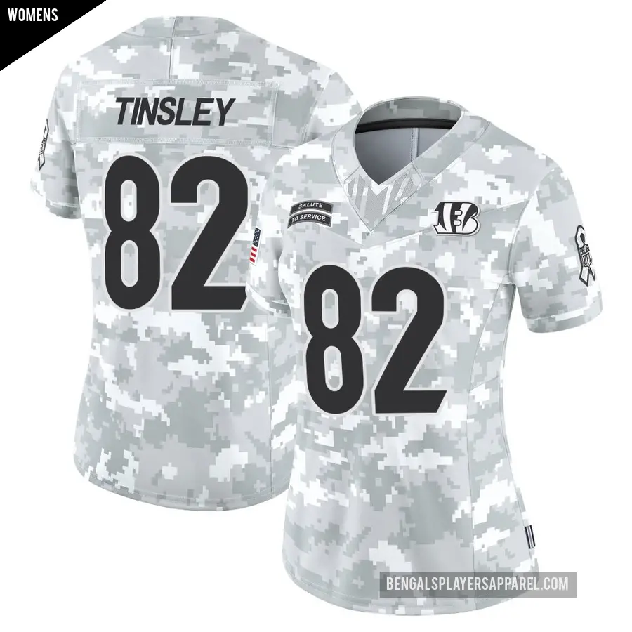 Women's Cincinnati Bengals ＃82 Mitchell Tinsley Arctic Camo Limited 2024 Salute to Service Jersey