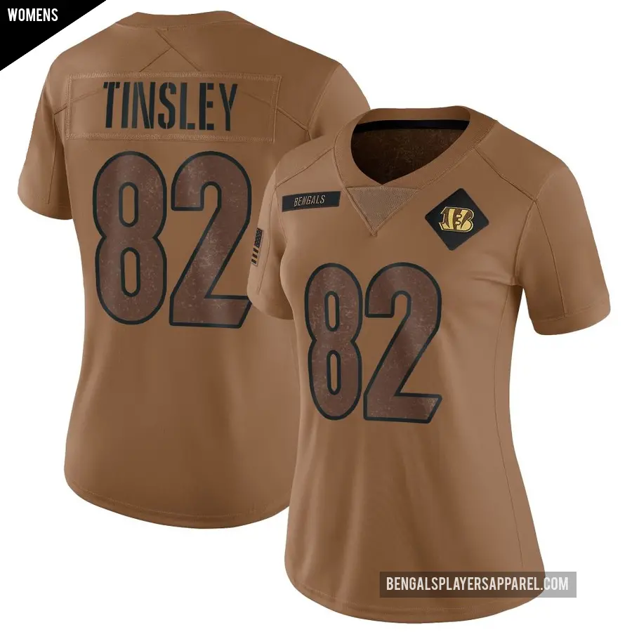 Women's Cincinnati Bengals ＃82 Mitchell Tinsley Brown Limited 2023 Salute To Service Jersey