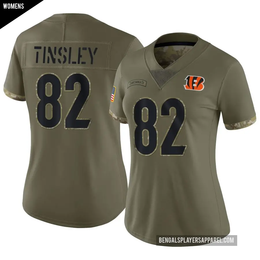 Women's Cincinnati Bengals ＃82 Mitchell Tinsley Olive Limited 2022 Salute To Service Jersey