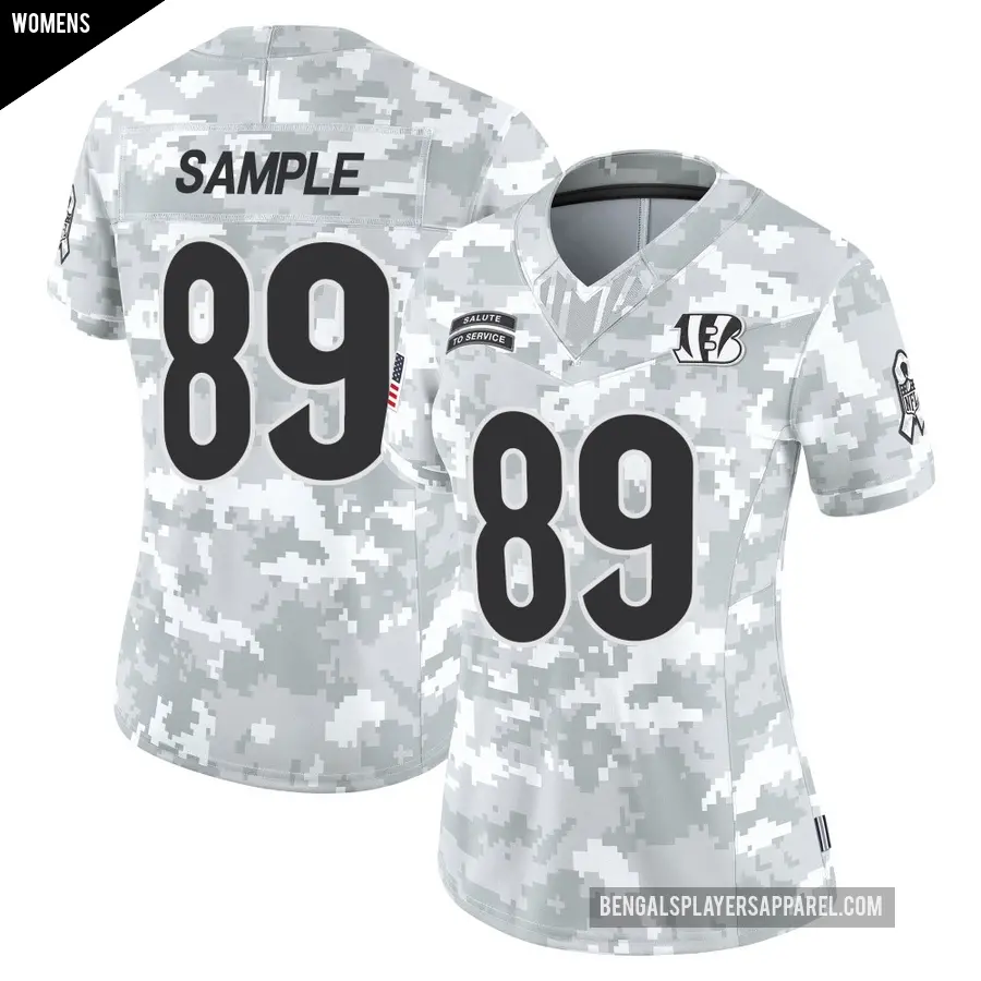 Women's Cincinnati Bengals ＃89 Drew Sample Arctic Camo Limited 2024 Salute to Service Jersey