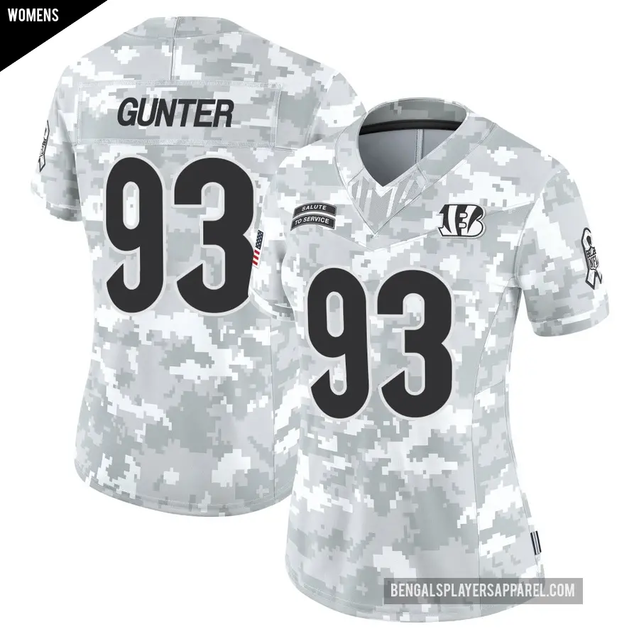 Women's Cincinnati Bengals ＃93 Jeff Gunter Arctic Camo Limited 2024 Salute to Service Jersey