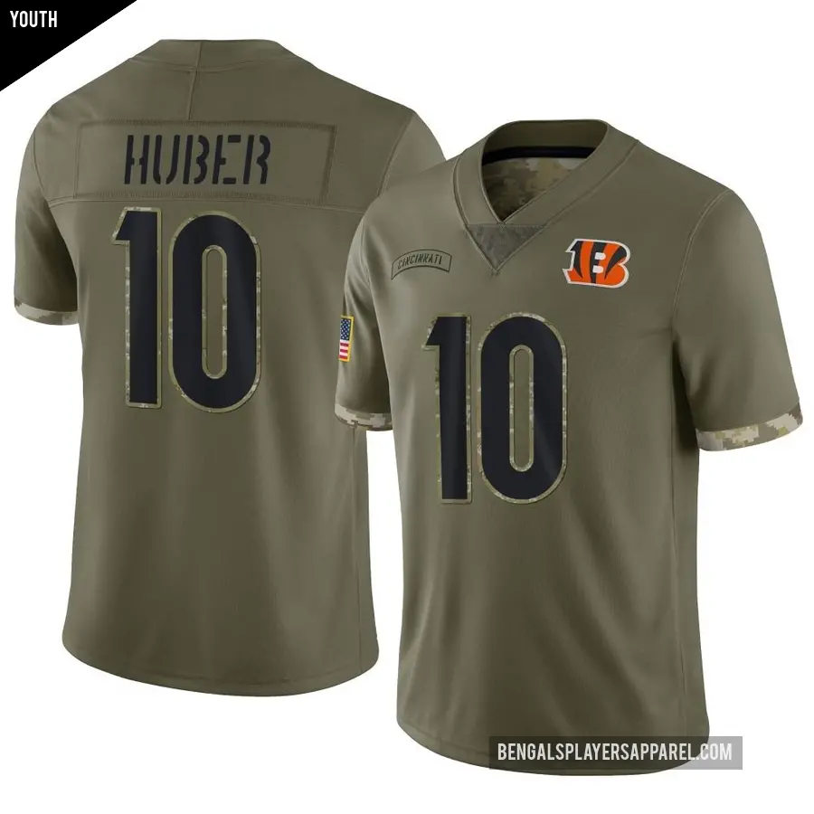 Youth Cincinnati Bengals ＃10 Kevin Huber Olive Limited 2022 Salute To Service Jersey