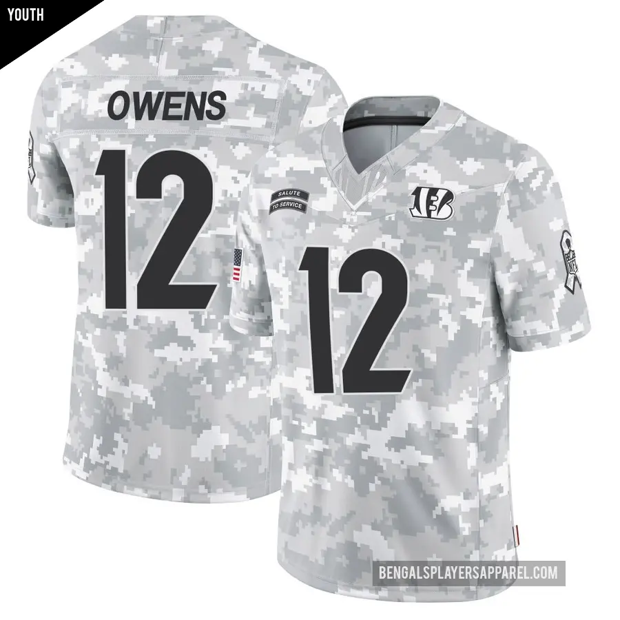 Youth Cincinnati Bengals ＃12 Rashod Owens Arctic Camo Limited 2024 Salute to Service Jersey