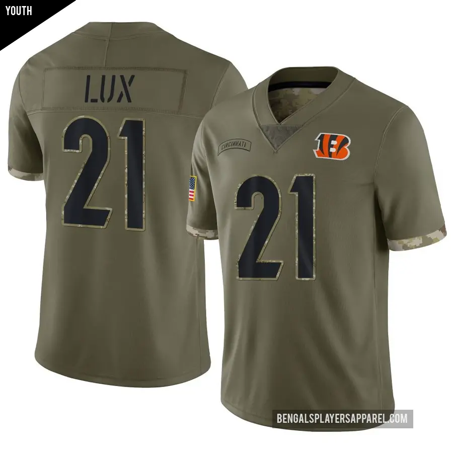 Youth Cincinnati Bengals ＃21 Bralyn Lux Olive Limited 2022 Salute To Service Jersey