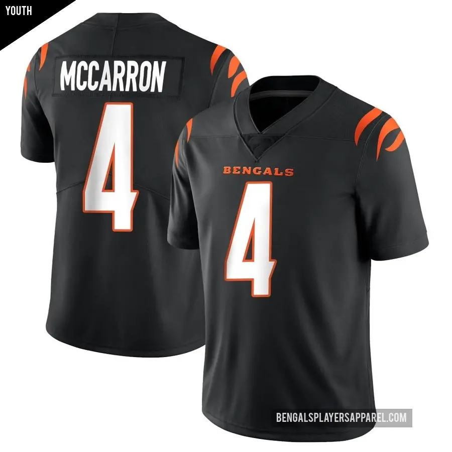 Youth Cincinnati Bengals ＃4 AJ McCarron Black Limited Team Color Vapor Untouchable Jersey