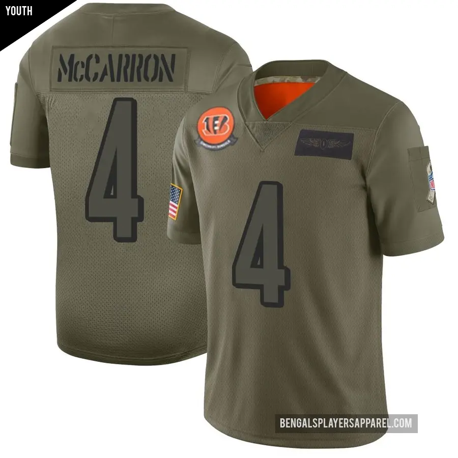 Youth Cincinnati Bengals ＃4 AJ McCarron Camo Limited 2019 Salute to Service Jersey