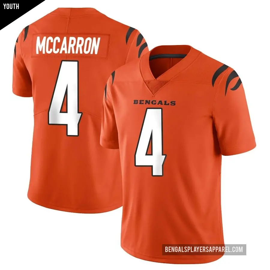 Youth Cincinnati Bengals ＃4 AJ McCarron Orange Limited Vapor Untouchable Jersey