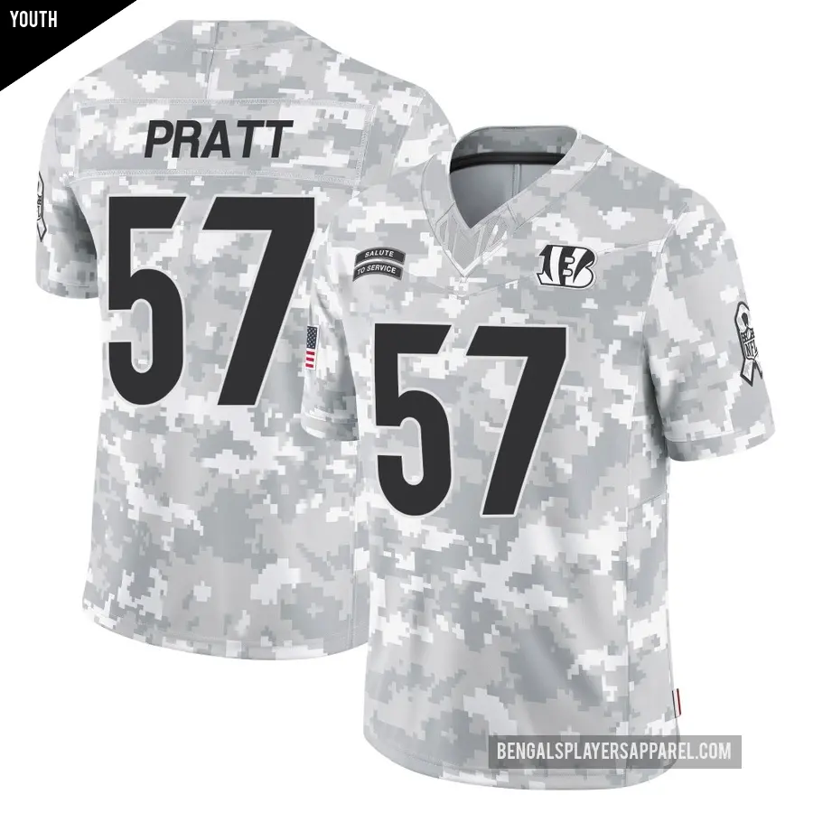 Youth Cincinnati Bengals ＃57 Germaine Pratt Arctic Camo Limited 2024 Salute to Service Jersey