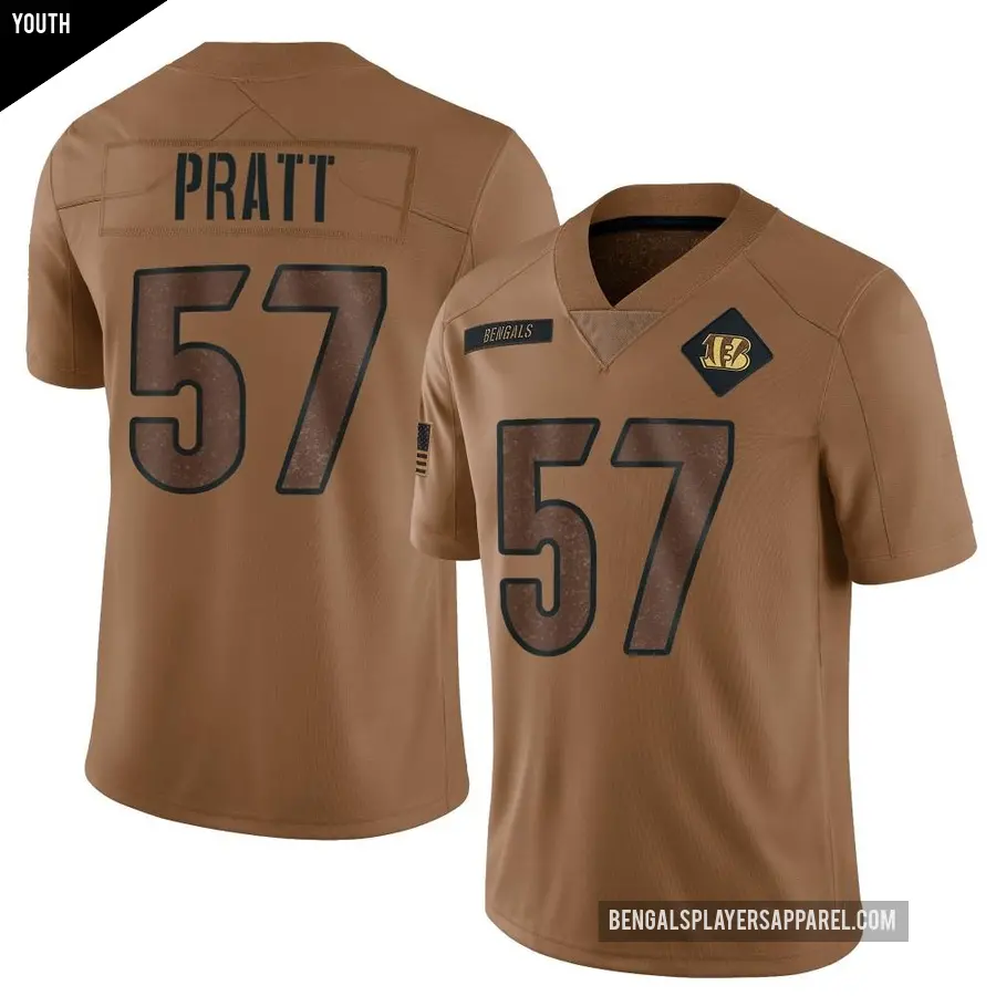 Youth Cincinnati Bengals ＃57 Germaine Pratt Brown Limited 2023 Salute To Service Jersey