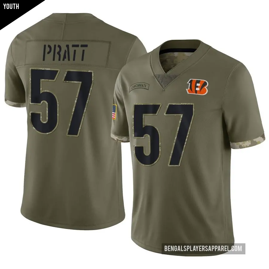 Youth Cincinnati Bengals ＃57 Germaine Pratt Olive Limited 2022 Salute To Service Jersey