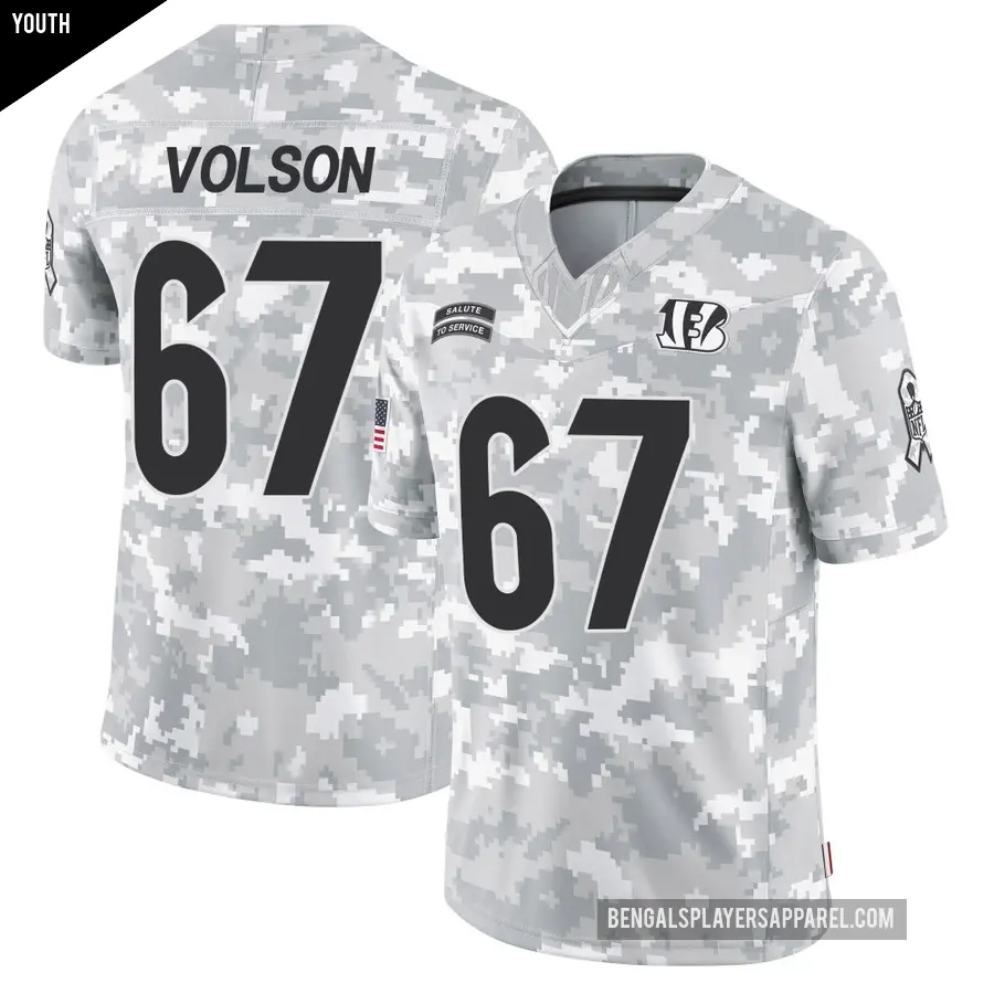 Youth Cincinnati Bengals ＃67 Cordell Volson Arctic Camo Limited 2024 Salute to Service Jersey