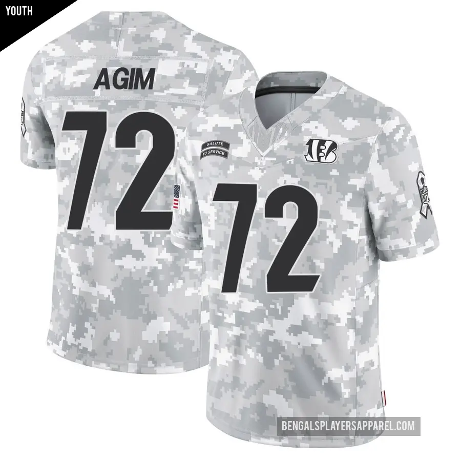 Youth Cincinnati Bengals ＃72 McTelvin Agim Arctic Camo Limited 2024 Salute to Service Jersey