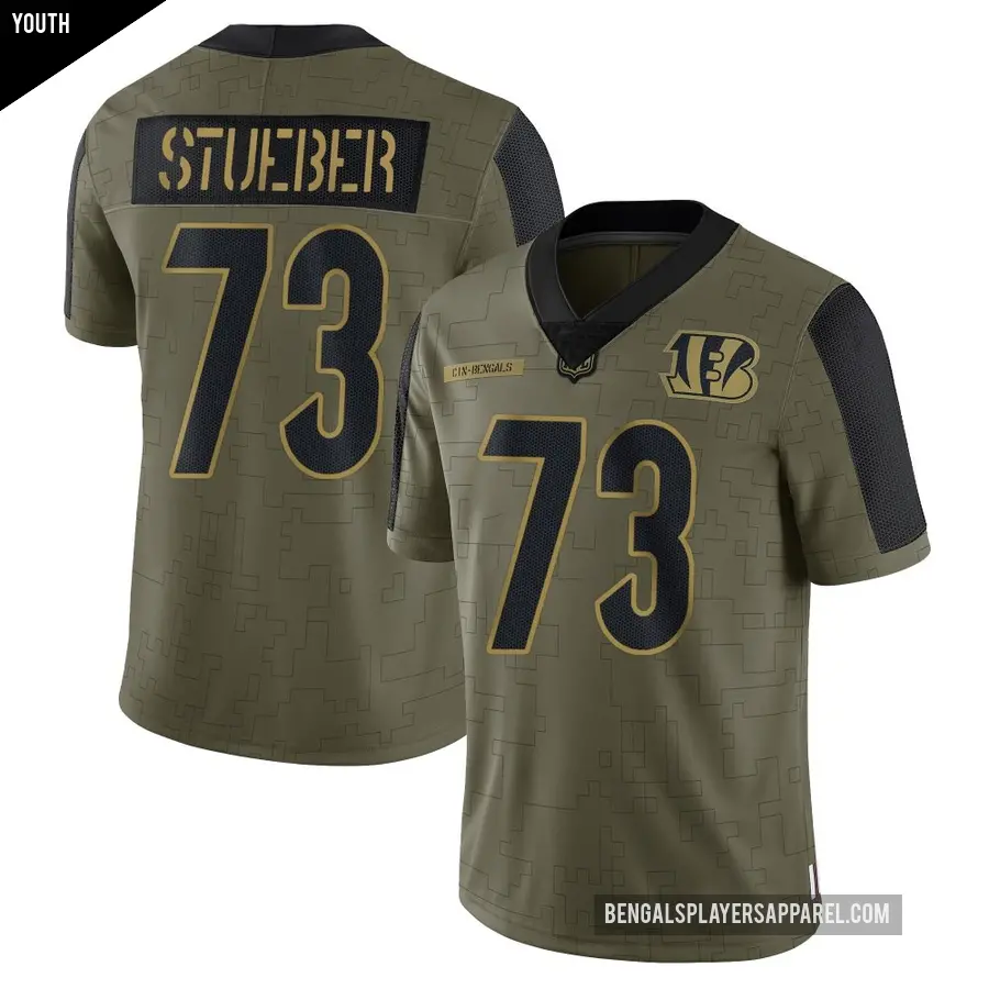 Youth Cincinnati Bengals ＃73 Andrew Stueber Olive Limited 2021 Salute To Service Jersey