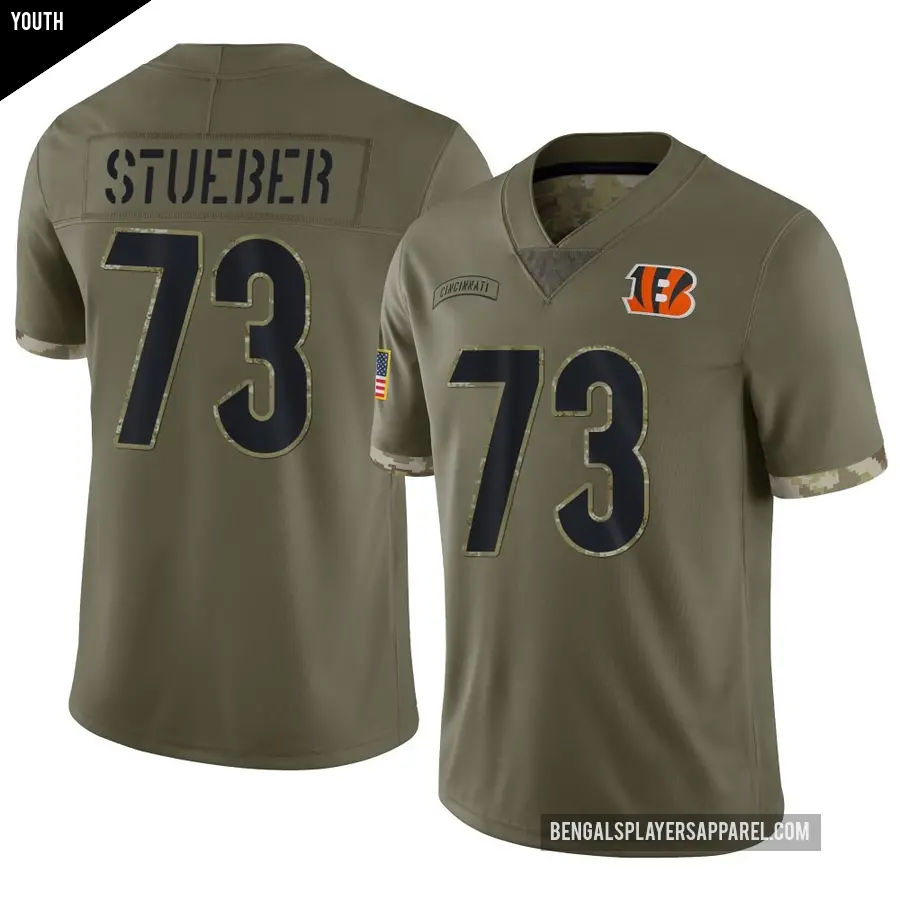 Youth Cincinnati Bengals ＃73 Andrew Stueber Olive Limited 2022 Salute To Service Jersey
