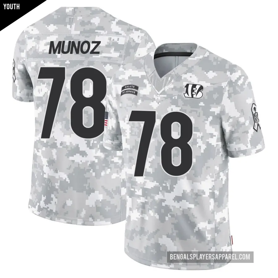 Youth Cincinnati Bengals ＃78 Anthony Munoz Arctic Camo Limited 2024 Salute to Service Jersey