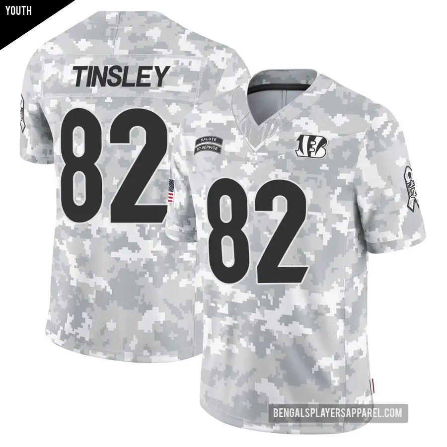 Youth Cincinnati Bengals ＃82 Mitchell Tinsley Arctic Camo Limited 2024 Salute to Service Jersey