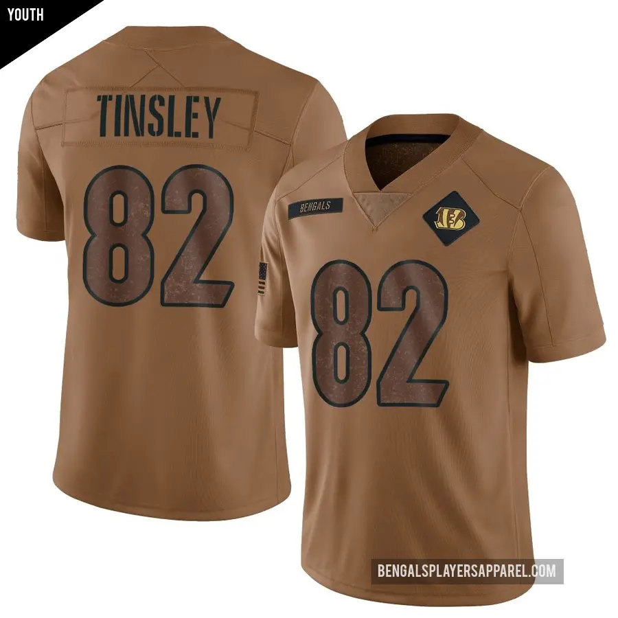 Youth Cincinnati Bengals ＃82 Mitchell Tinsley Brown Limited 2023 Salute To Service Jersey